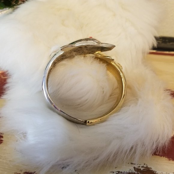 Vintage Spring Dbl Dolphin Gold & Silver Bracelet - Picture 4 of 9